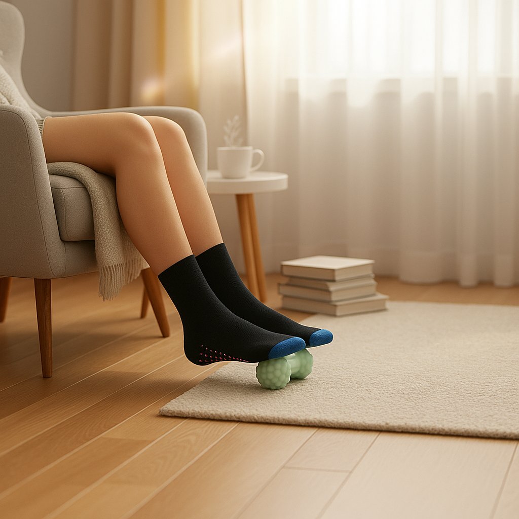 Using the REFYN ergonomic foot roller for arch tension